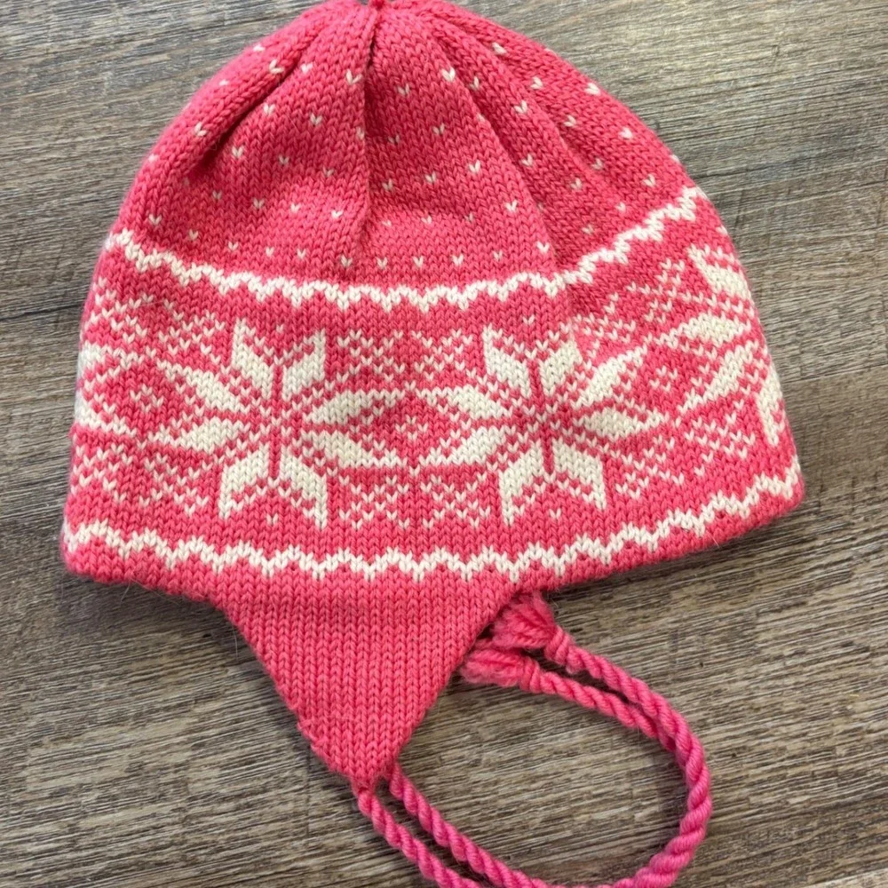 Snarby Strikkestudio As Kids Pink Wool Fair Isle Hat & Norlender Mittens Set 3-6